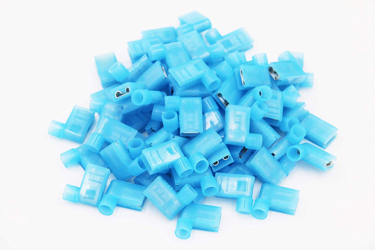 100pcs 90 Degree Nylon Insulated Female Push On Wire Terminal Connector 16-14 AWG