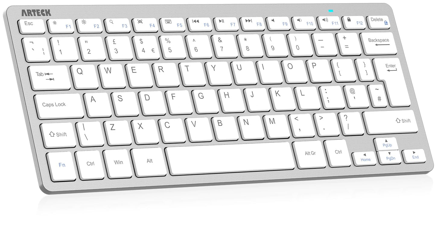 Arteck Ultra-Slim Bluetooth Keyboard Compatible with iPad 10.2-inch/iPad Air/iPad 9.7-inch/iPad Pro/iPad Mini, iPhone and Other Bluetooth Enabled Devices Including iOS, Android, Windows, Silver