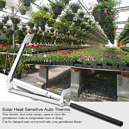 Automatic Greenhouse Opener, Solar Energy Heat Sensitive Temperature Controlled Automatic Vent Opener Up to 15lb Load Capacity 18 inch Window Opening silver