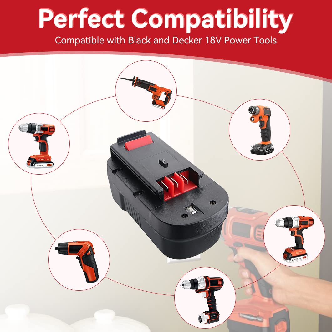 18V 4.8Ah Ni-Mh HPB18 Battery Replacement for Black and Decker BA18 A1718 A18NH A18E HPB18-OPE HPB18-OPE2 244760-00 18V Batteries