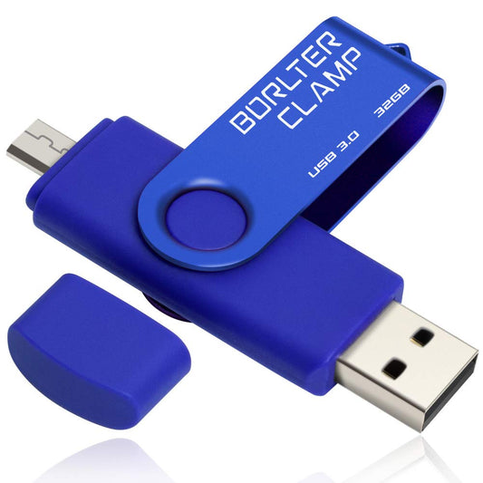 32GB Dual USB 3.0 Flash Drive OTG Memory Stick, Pendrive with microUSB Drive for Android Phone, Tablet and Computer (Blue) 32GB Blue