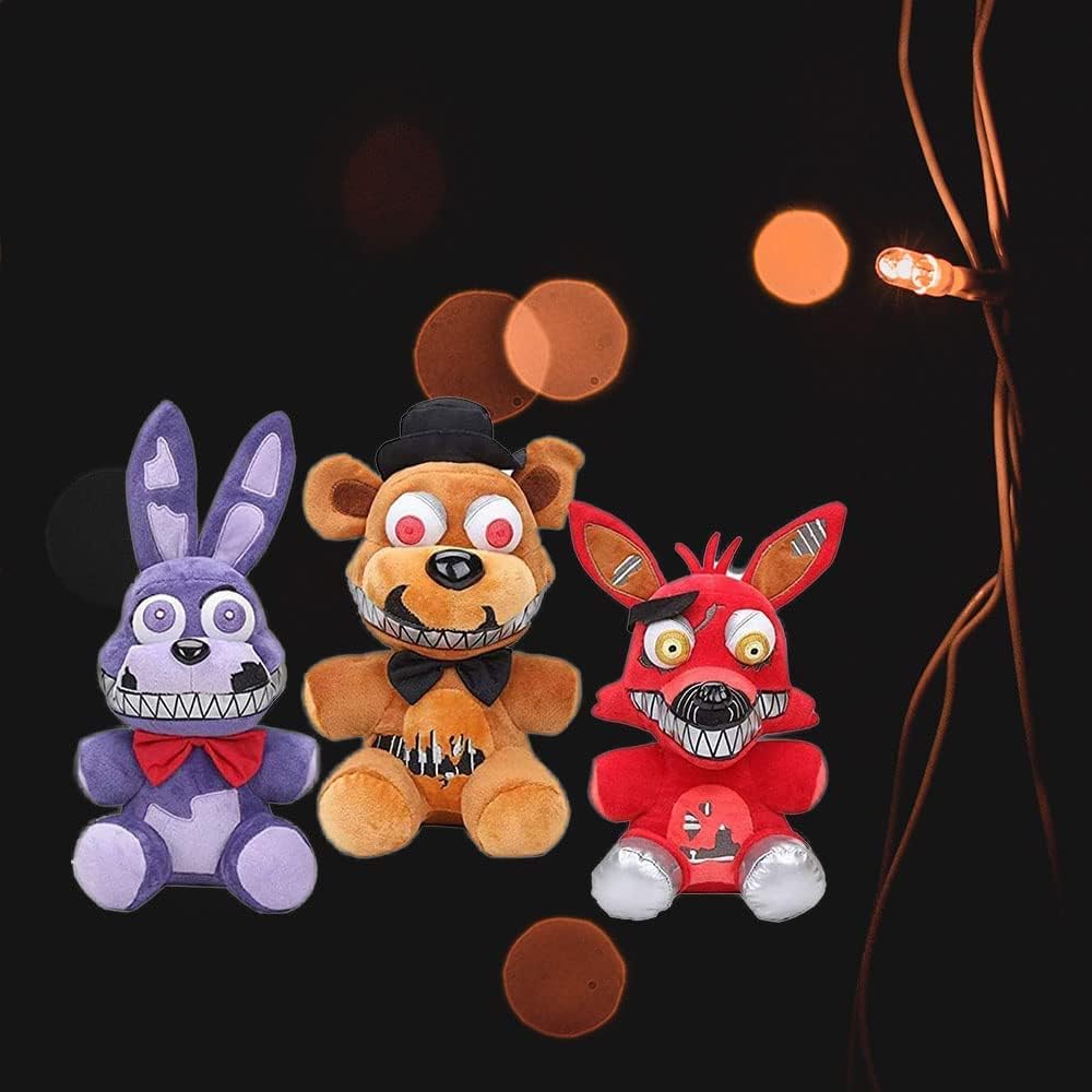 UNICHERRY FNAF Plushies 18cm FNAF Plushies Set Stuffed Animals Plush Toys - Foxy The Pirate and Bonnie, Foxy Plush Bonnie Plush Christmas Stuffed Plush Kids Toy 3A