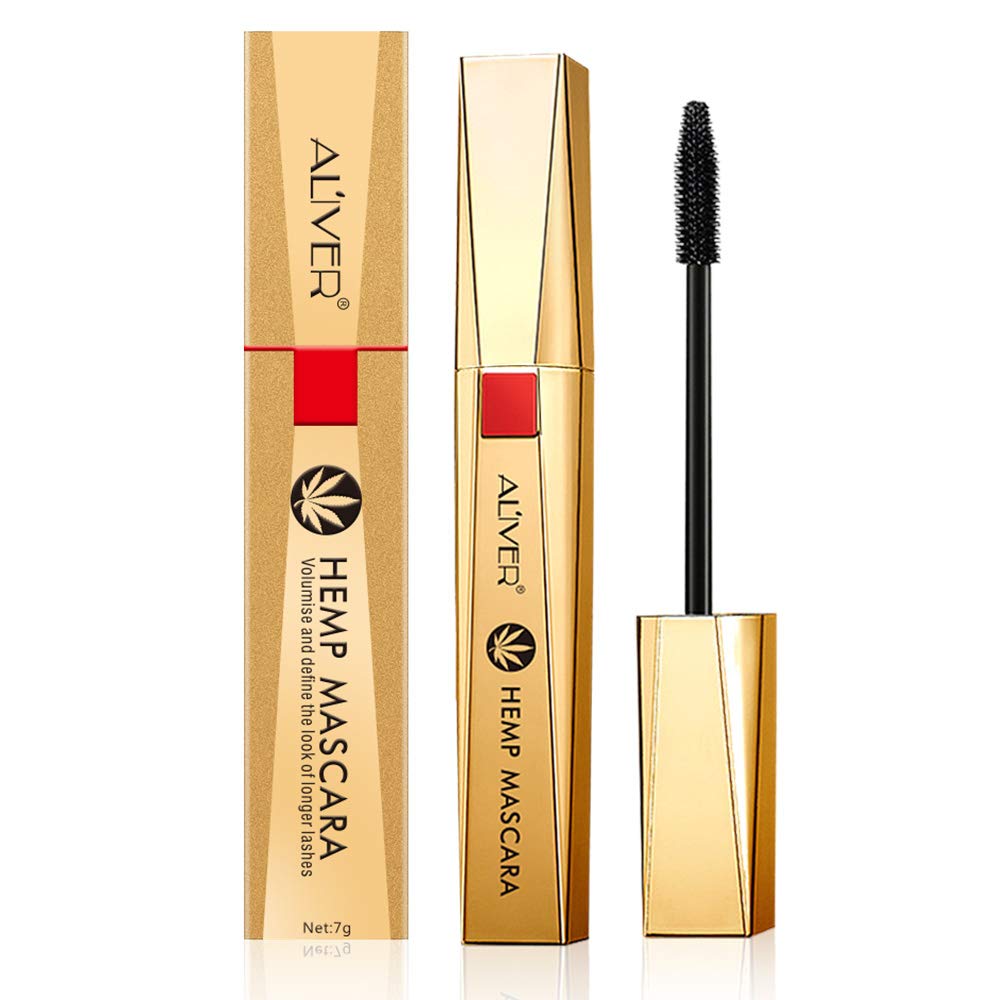 Aliver HEMP MASCARA Lash luxury infused Silk Fiber Long Lasting Curve Lengthening Mascara Volume And Thickening Mascara Dramatic Extension Smudge-proof Instant lash Enhancing Hemp Mascara Black