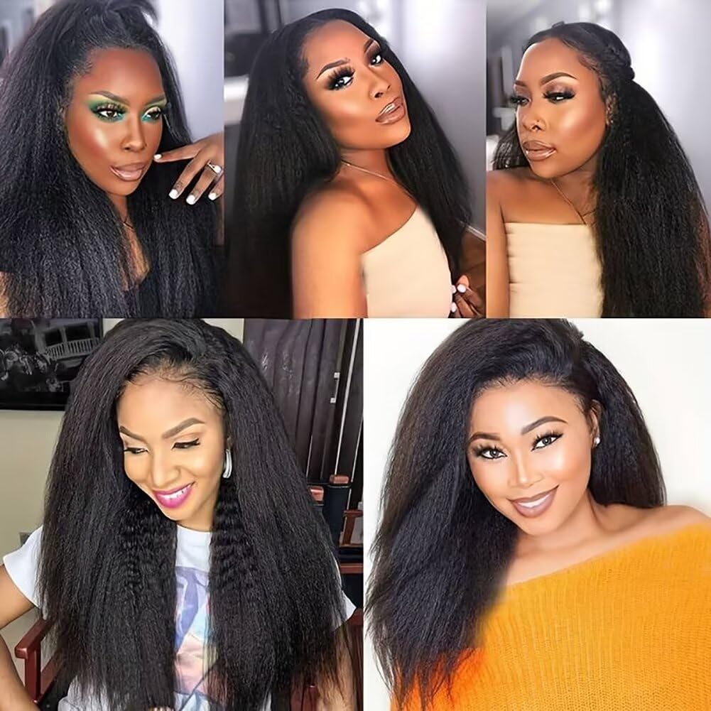 UNILO human hair bundles 12A, yaki straight bundles human hair Brazilian kinky straight hair bundles 8 10 12 Inch Total 300G Double Weft Sewing no shedding hair.