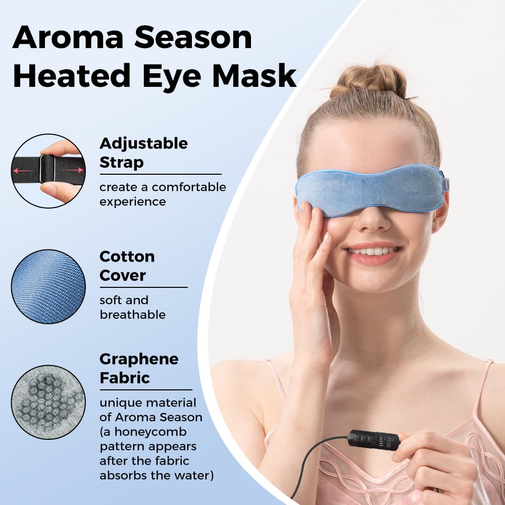 Aroma Season Heated Eye Mask, Great for Blepharitis and Dry Eyes Treatment, Relieve Dry Eye Syndrome, MGD and Styes (Blue) Blue