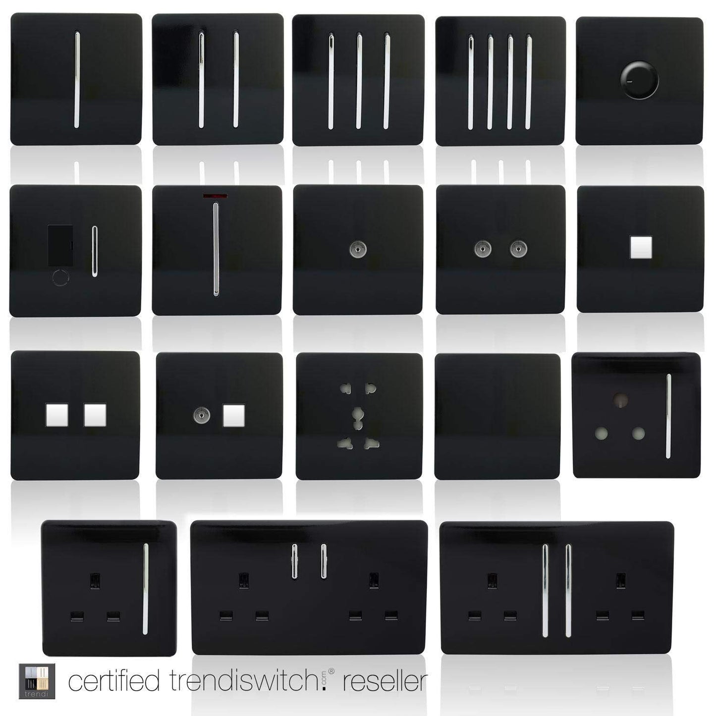 Trendi Artistic Modern 45 A Cooker Switch Inc Plug Socket & Neon Insert Black