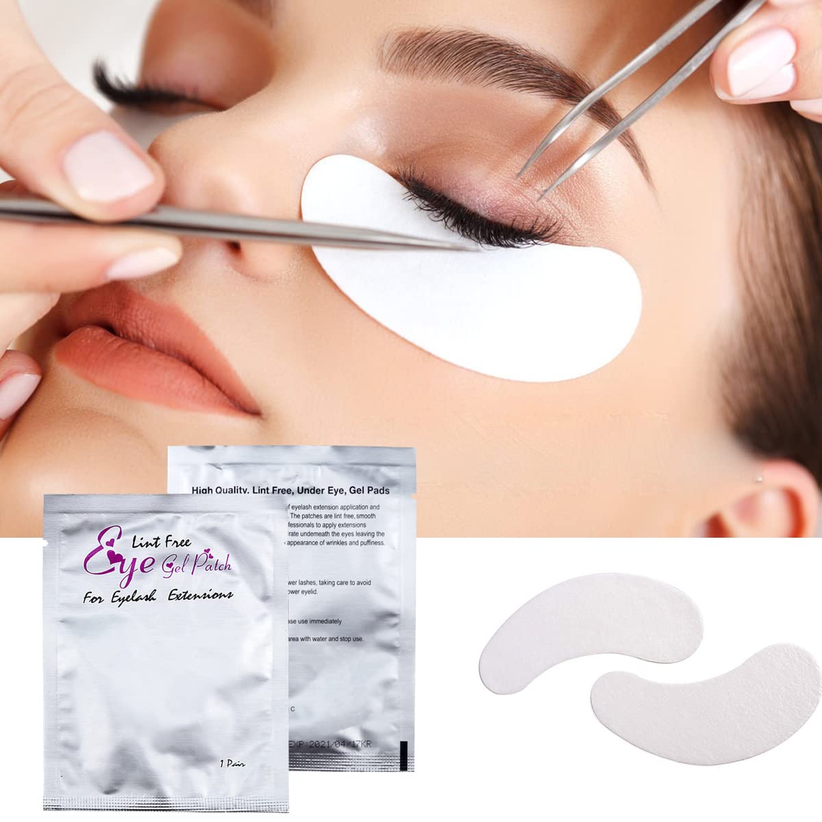 Under Eye Gel Pads 50 Pairs Gel Eye Pads for Lash Eyelash Extensions Lint Free Eye Patches