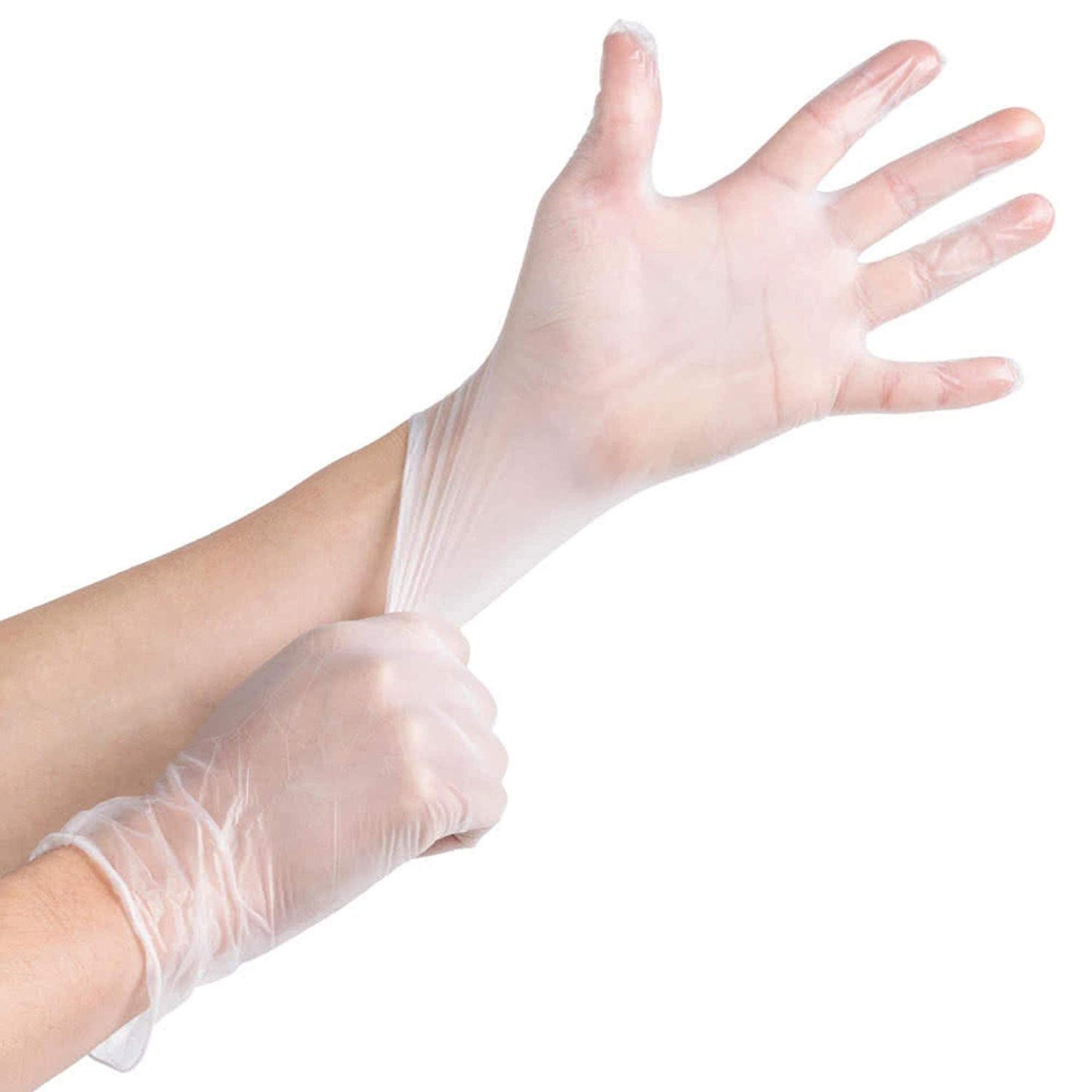 100 Clear Medium Size Disposable Vinyl Gloves Powder-Free Examination-Gloves Latex-Free M (Pack of 100)