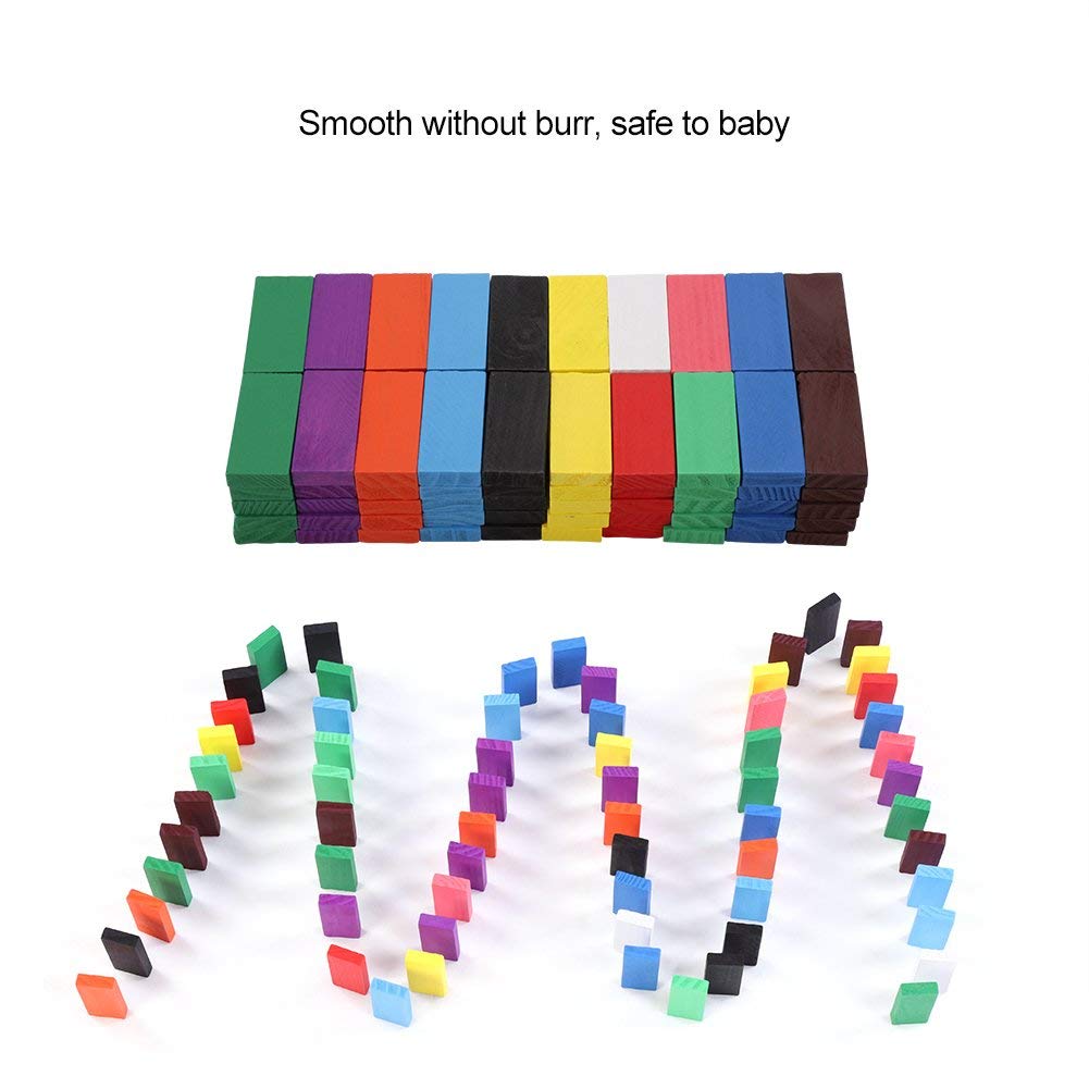 Zerodis Kids Wooden Toy Set, 100Pcs/set Wooden Dominoes Set Racing Toy Game Classic Numbers Table Game Baby Educational Toy for Children Toddlers