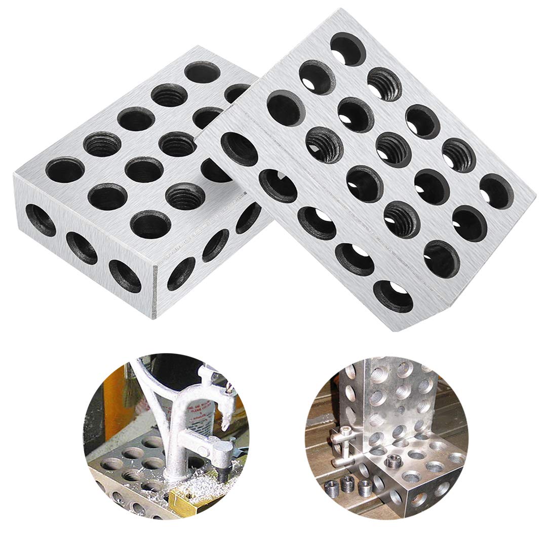 2Pcs 1-2-3 Precision Blocks Ultra Precision Blocks Set Matched Machinist 123 Hardened Milling Tool 23 Holes