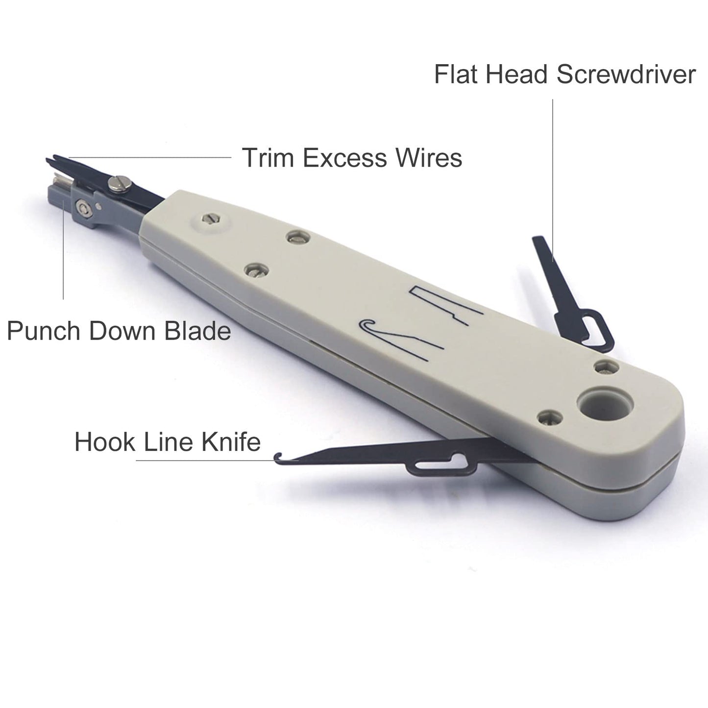 VCE G602 Punch Down Tool, Ethernet Krone Tool for RJ45 Socket Cat5/Cat6/Ca7 & Telephone Cable, Impact IDC Data Punchdown Tool with Wire Stripper Combo