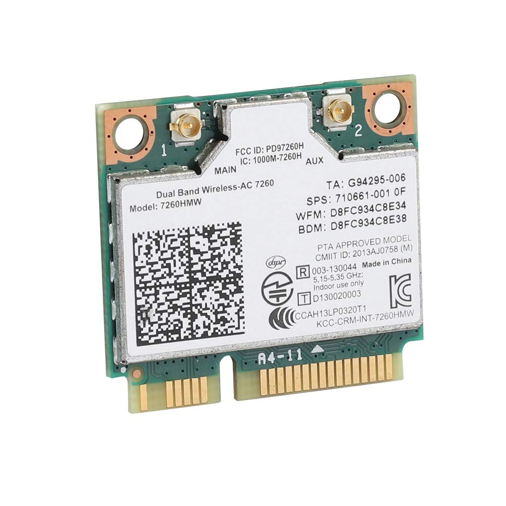 Universal 2.4G+5G Dual Band Wireless Card for Intel 7260AC 867Mbps Bluetooth 4.0 Network Card WIFI Card Support 802.11ac/a/b/g/n Support for MSI 16F4 16GC 1763