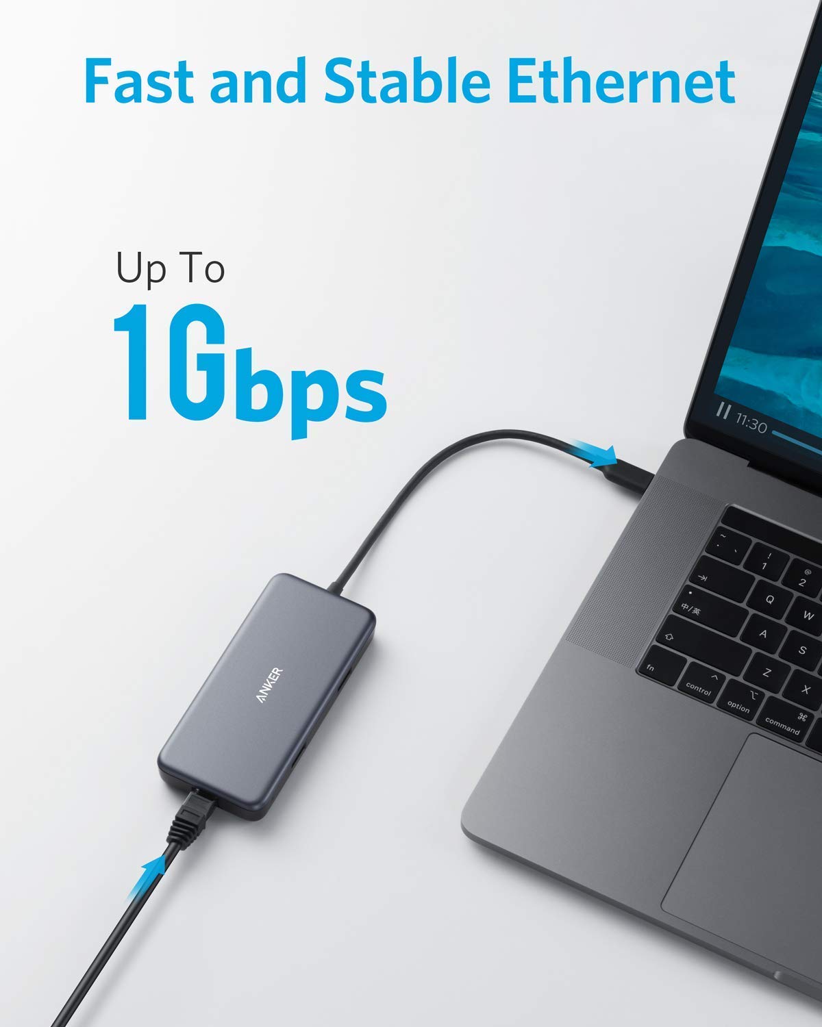 Anker USB C Hub, PowerExpand+ 7-in-1 USB C Adapter, with 4K HDMI, 60W Power Delivery, 1Gbps Ethernet, 2 USB 3.0 Ports and SD/microSD Card Readers, for MacBook Pro 2019/2018/2017/2016, Chromebook, XPS