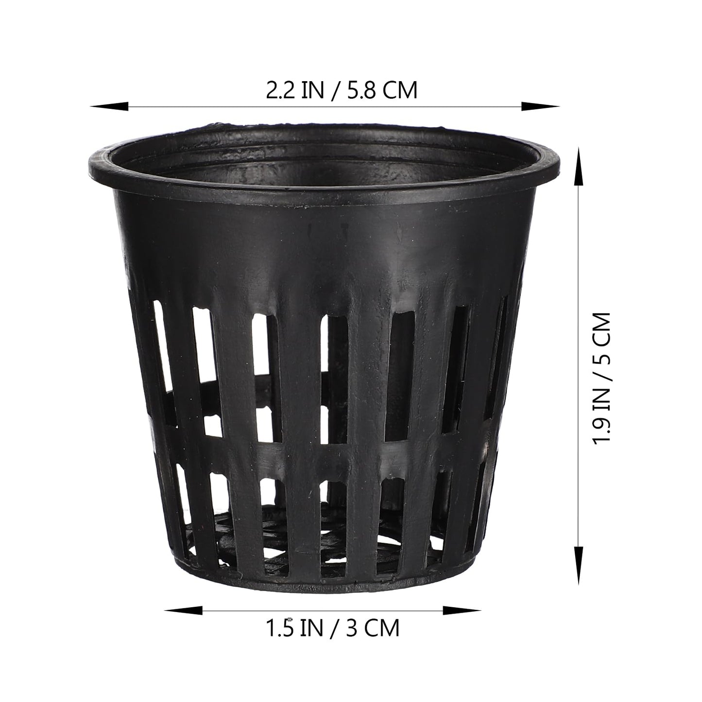 Yardwe 40PCS 2 Inch Garden Net Cup Pots Plastic Hydroponics Net Pot Bucket Basket for Hydroponics Supplies (Black)