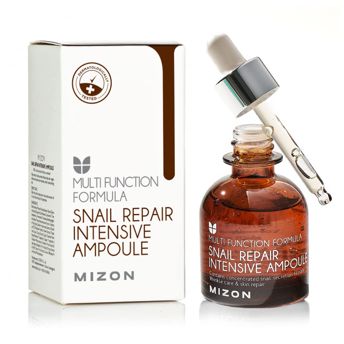 [MIZON] SNAIL REPAIR INTENSIVE AMPOULE (30ml) Korean Skincare - Repair serum with 80% snail mucin extract - Intensive anti-aging treatment - Hydration, Radiance, and Rejuvenation.