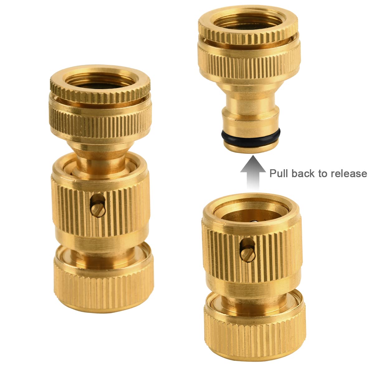 Abimars 8 Pack Brass Garden Hose Tap Connector Kit for Join Garden Hose Pipe Tube, 2 Double Male Connector,4 Hose 1/2"End Quick Connect,2 Hose Tap Connector 8PCS