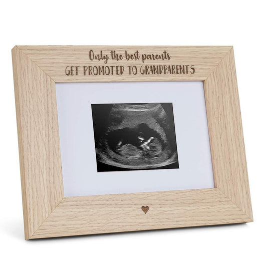 Wooden Engraved Grandparents Photo Frame - Baby scan Picture Frame - Christmas Gifts For Grandparents - 4x3 Landscape Only The Best Parents Frame - First Grandchild Scan Photo frame