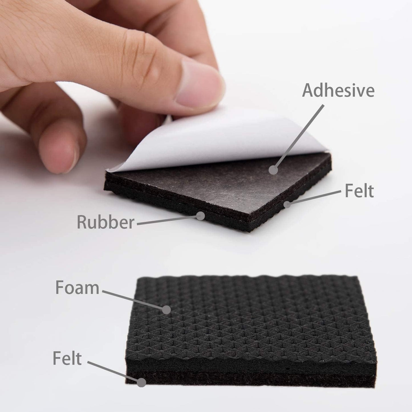 Yelanon Non Slip Furniture Pads -24 pcs 63mm Furniture Grippers, Non Skid for Furniture Legs,Self Adhesive Rubber Furniture Feet,Anti Slide Furniture Hardwood Floor Protector for Keep Couch Stoppers 12Pcs 2.5"Square 12Pcs 2.5"Round SBR