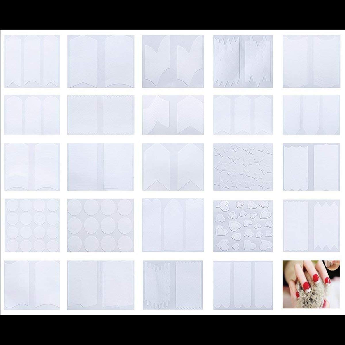 24 Sheet Nail Art Sticker, Manicure Tool Nail Art Stencils French Tip Guides Stickers Form Fringe Guides Vinyl