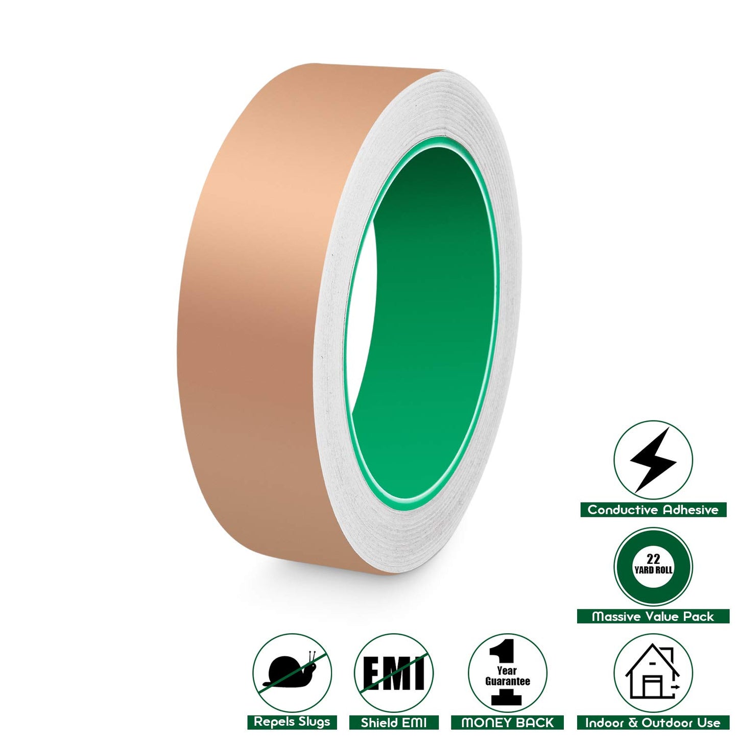 ASelected Copper Tape Slug Repellent 30mm x 20M roll Copper Slug Tape for Slugs Repellent Copper Strips Tap for Garden Anti Slug Snails Control Stained Glass EMI Shielding Electrical Repairs