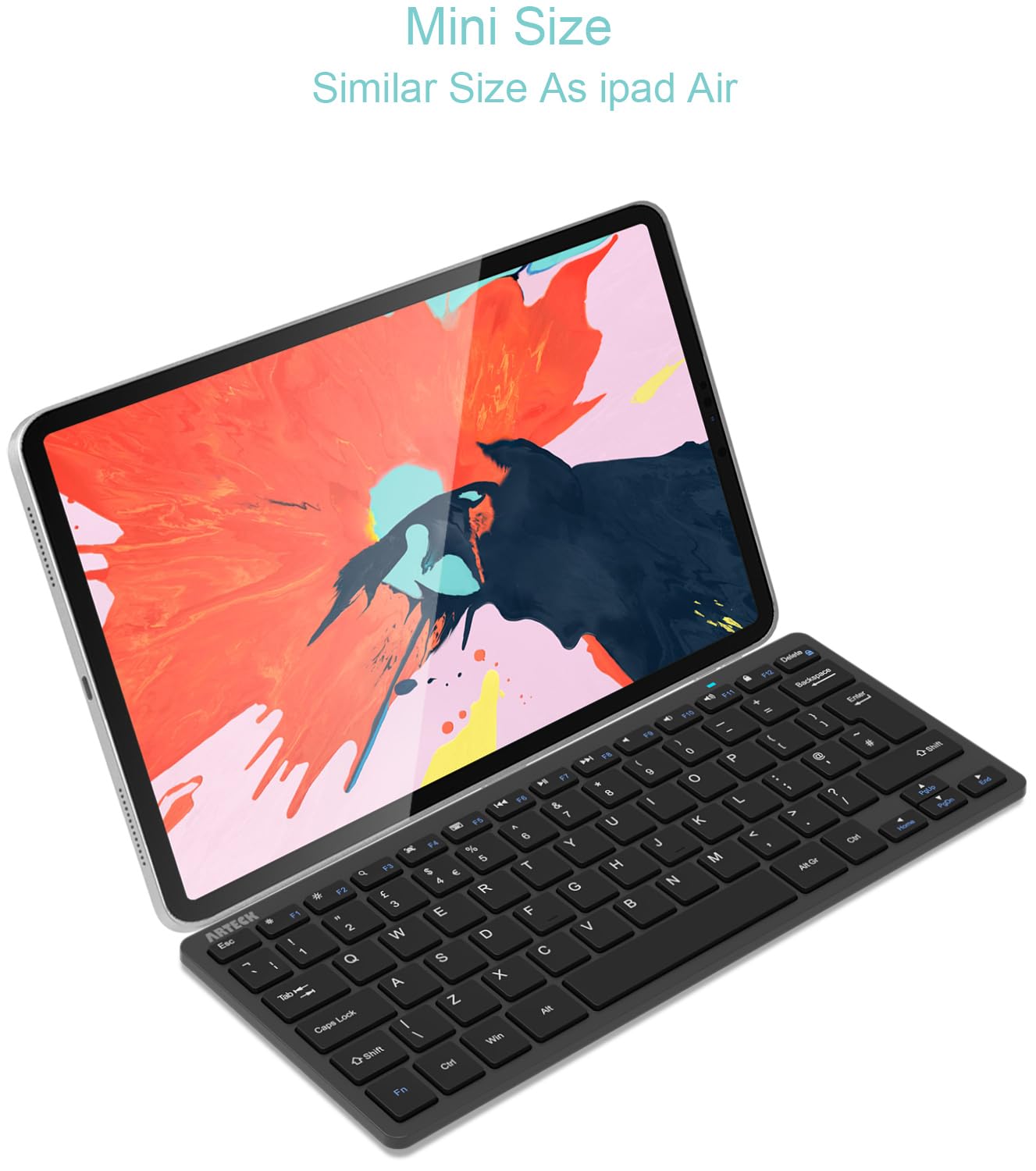 Arteck Ultra-Slim Keyboard Compatible with iPad, iPhone and Other Bluetooth Enabled Devices Including iOS, Android, Windows, Black