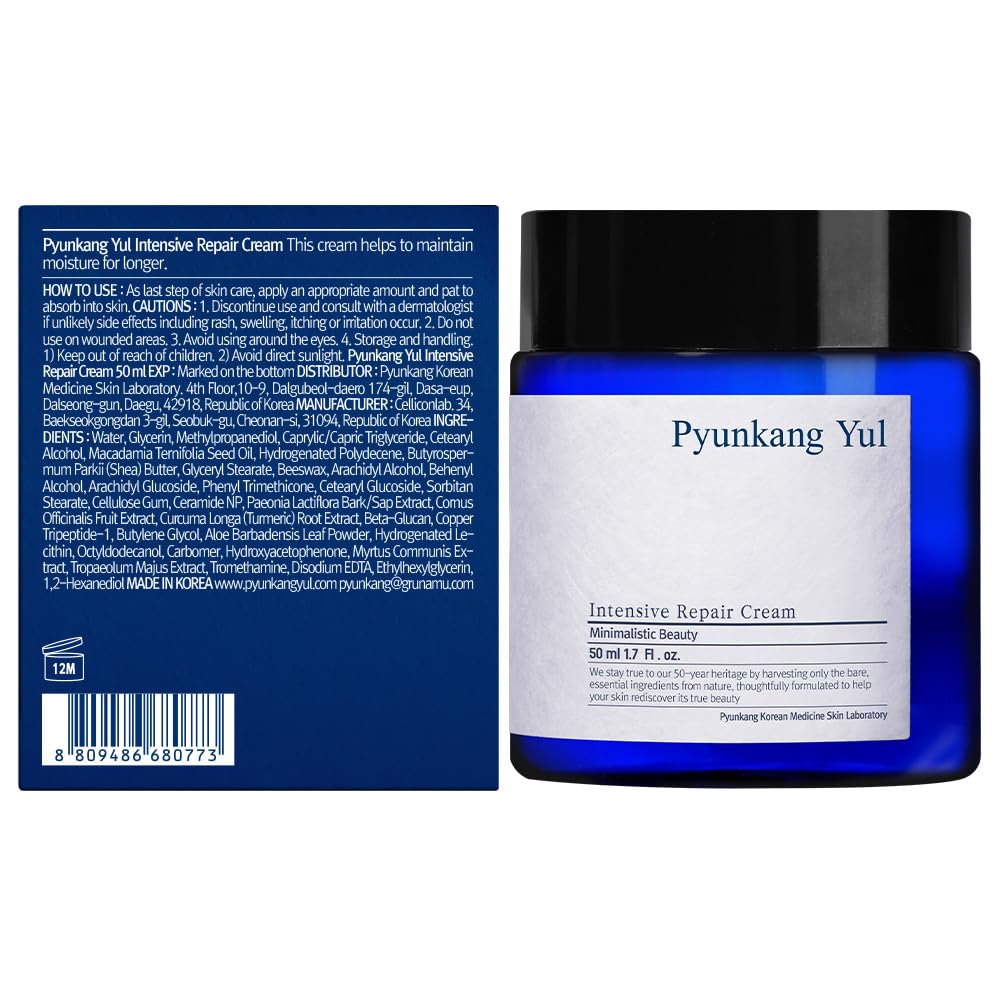 [PKY] Pyunkang Yul Intensive Repair Cream for Dry & Tight Skin with Deep Hydration, Ceramides for Strengthening Moisture Barrier, Zero-Irritation, Korean Skincare (1.7 Fl.Oz, 50ml) Intensive Repair Cream 50ml