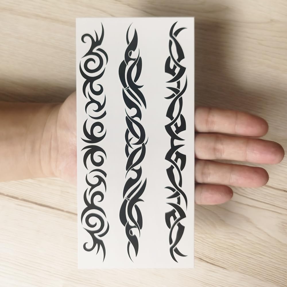 Yesallwas 6 Sheets Black Tribal fake Tattoos for Men Women Arm Temporary Tattoo Mix Tribal Tattoo Body Sticker 9cmX 19cm/3.54X7.48 inches (LXW)