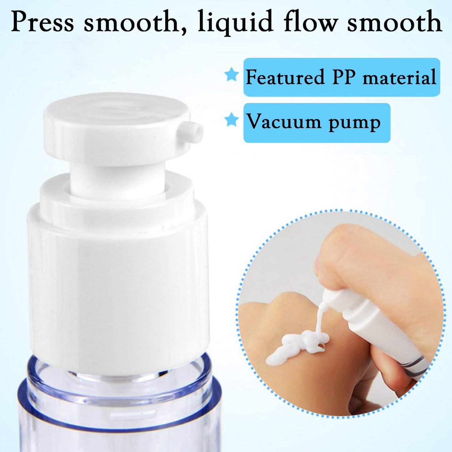 Alledomain 6Pcs Airless Pump Bottle | Refillable Empty Clear Travel Lotion Pump Containers/Vacuum Press Pump Bottles for Foundation, Essence, Lotion (30ml)