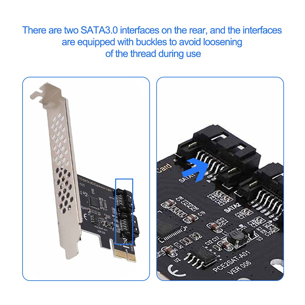 ASM1061 PCI-E Cards to SATA 3.0 Extension Card,2-Port SATA 3.0,6Gbps Expansion Adapter Boards,SSD Solid State Drive Conversion Card,for Windows (R) XP/server2003/VISTA/7/8/Mac/linux