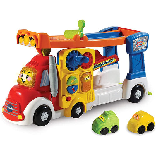 VTech Toot-Toot Drivers Big Vehicle Carrier, Baby Interactive Toys for Toddlers, 2-in-1 Car Carrier with Two Mini Vehicles, Cars with Sounds and Music, for Kids Aged 1 to 5 Years, English Version