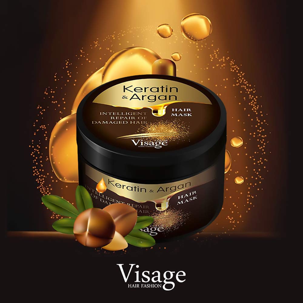 Visage Professional Hair Mask Argan Oil & Keratin | Hair Repair Treatment For Dry Damaged Hair | Hydrating And Nourishing | Deep Moisturising Hair Mask | Premium Hair Product 500Ml