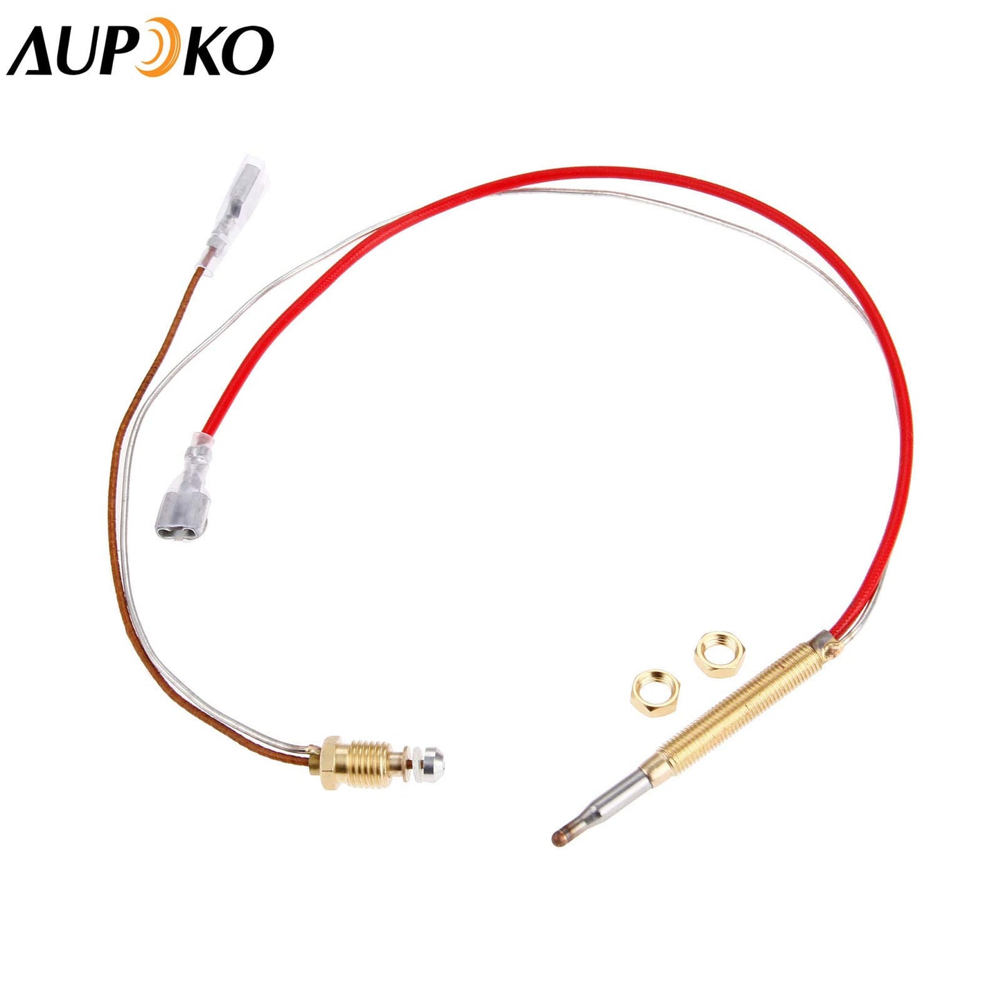 Aupoko Patio Heater Thermocouple, Outdoor Heater Replacement Parts M8 x 1 End Connection Nuts Thermocouple 410 mm Length M6 x 0.75 Head Thread with 6.3 MM/0.25'' Flat Terminal