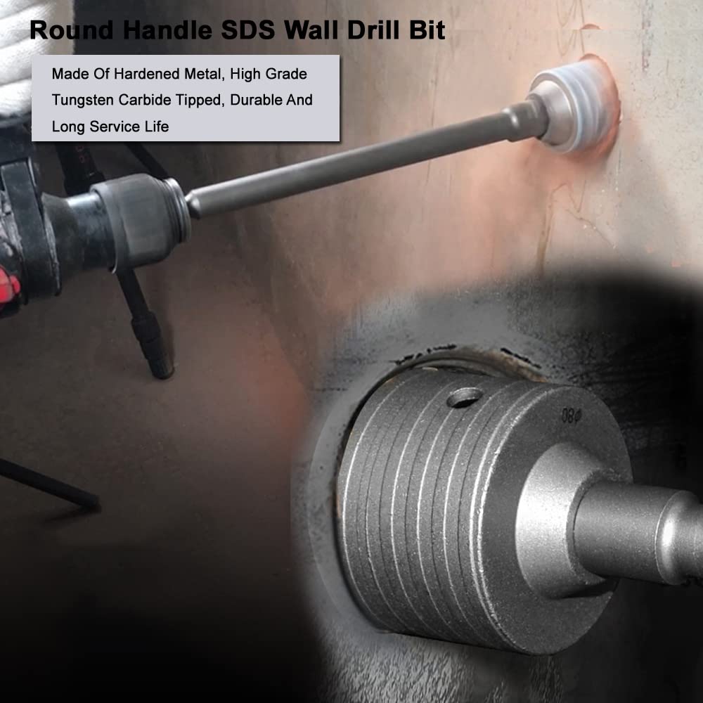 350MM Round Handle Sds Wall Drill Bit, Concrete Cement Stone Tungsten Carbide Drill Bit With 30/40/50MM, High Strength, Stability, Fast Drilling For Air Conditioners, Washing Machines Pipe Punching