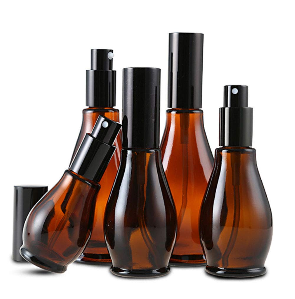 3PCS 100ml/3.34oz Empty Refillable Amber Glass Sprayer Bottles Cosmetic Perfume Storage Spray Containers with with Black Atomiser Sprays and Anti-Dust Cap For Essential Oil/Aromatherapy