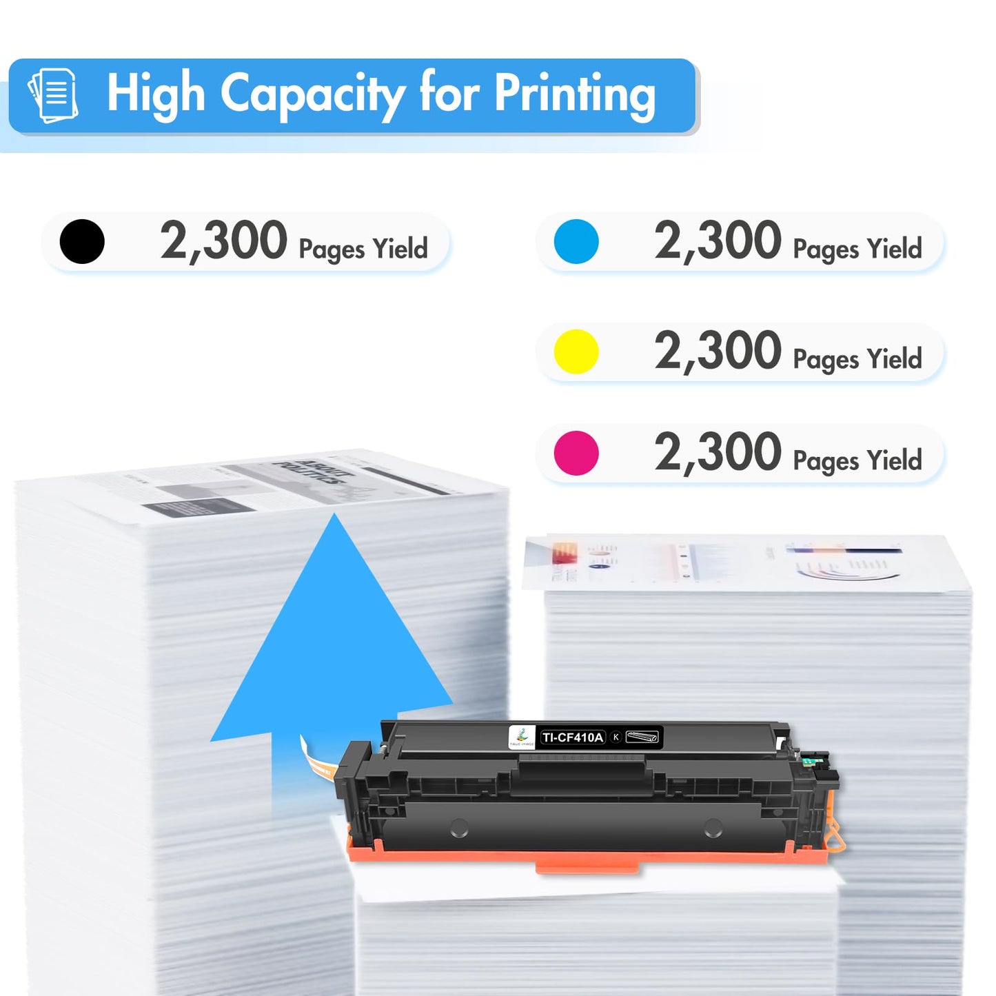 TRUE IMAGE Compatible Toner Cartridge Replacement for HP 410A CF410A 410X CF410X Laserjet Pro MFP M477fdw M477fdn M377dw M452nw M452dn M477fnw Toner (Black,Cyan,Yellow,Magenta, 4-Pack) Black*Cyan*Yellow*Magenta