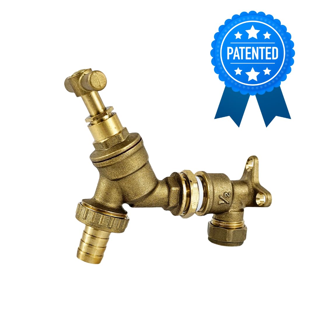 Wärmer System Water Bibcock Tap 1/2 inch BSP with Brass Wall Plate Fixture BS1010-2