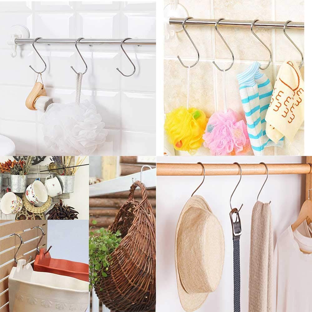 WEERSTONE 30 Pack S Hooks Heavy Duty Metal S Shaped Hooks Utility Hangers for Kitchen Utensils Office Bathroom Closet Workshop Garage Office Household Home Essential Set