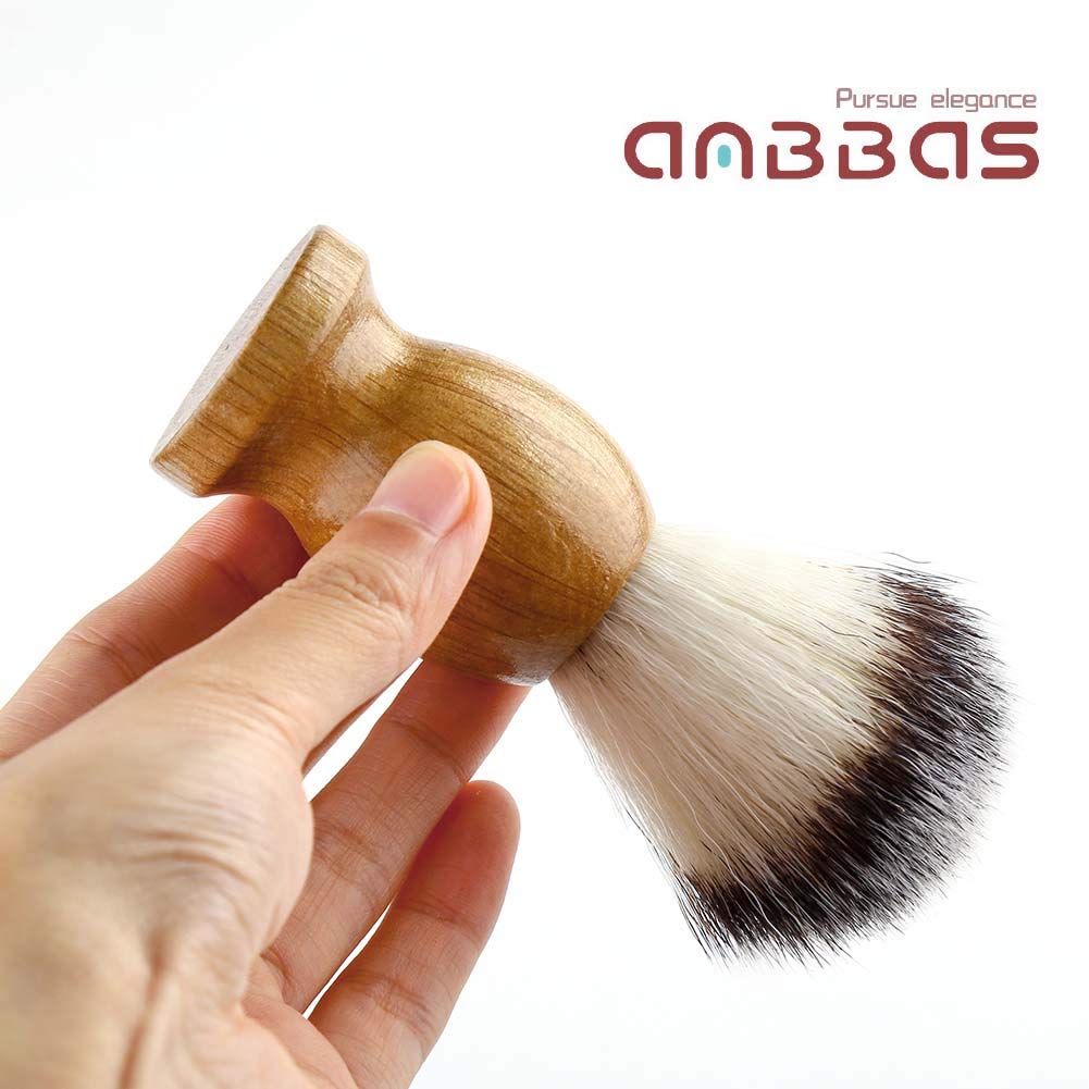 Anbbas Synthetic Badger Hair Shaving Brush and Stand Holder Stainless Steel Shave Bowl Mug Brush-bowl-stand