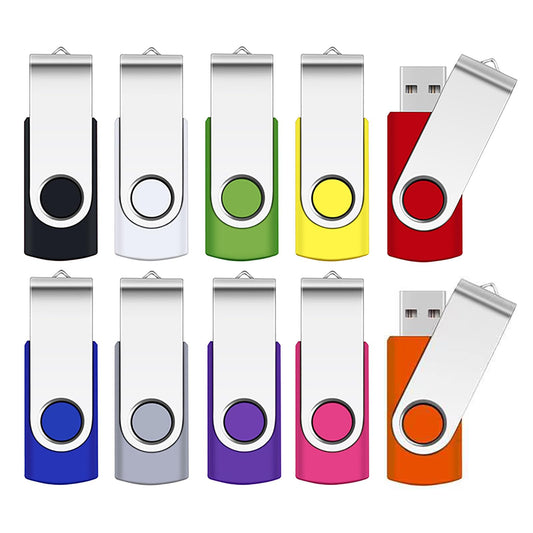 1GB Memory Stick 10 Pack,SRVR Flash Drive USB 2.0 Swivel Thumb Drives Data Storage Jump Drive Zip Drive Memory Sticks External Devices with Led Indicator(10 Mixed Color With Lanyard) 1GB USB Stick 10 Pack