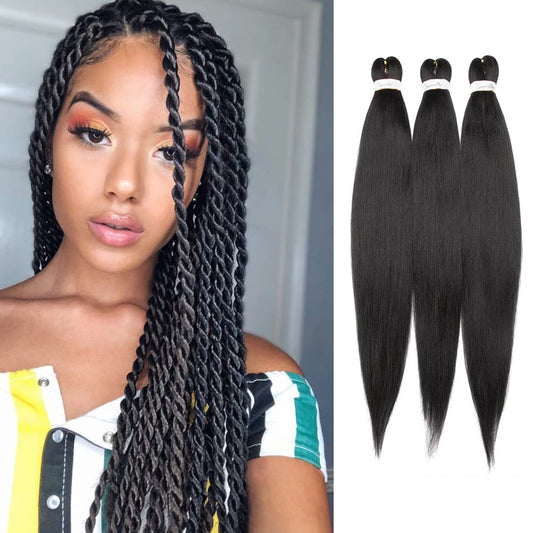 26" Pre Stretched Braiding Hair Professional Hot Water Setting Synthetic Fiber Crochet Braids Braiding Hair Extensions Twist Braid 3 Bundles/Lot Dark Brown 26 Inch (Pack of 3)