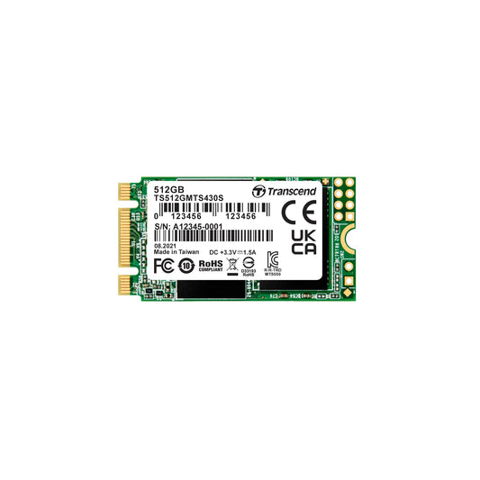 TRANSCEND NAND 3D Serial ATA III 430S M.2 da 512 GB, 2242, 42 mm, wireless 22mm x 42mm x 3.58mm