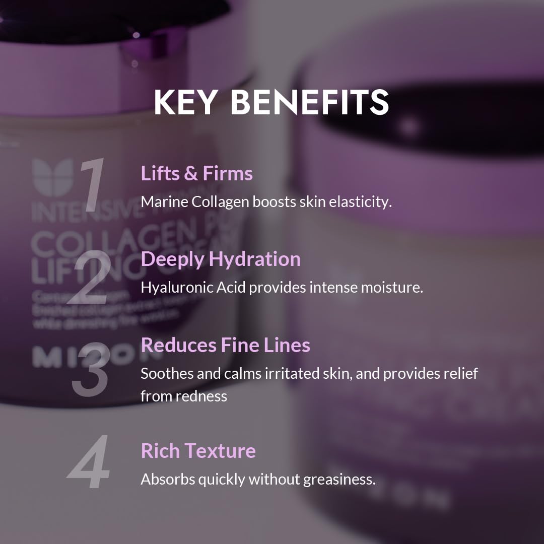 [Mizon] Collagen Power Lifting Cream (75ml) Day and Night Anti-Aging and Intensive Moisturizing, 75% Marine Collagen, Reduce Fine Lines and Age Spots, Korean Skin Care