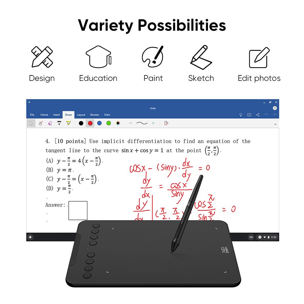 XPPen Deco 01 V3 Drawing Tablet with 10" x 6.25" Working Area & 8 Shortcut Keys, 16K Pen Pressure Sensitivity, Works with Windows, Mac & Android, Graphics Tablet for Sketch, Design, and Photos Editing Black