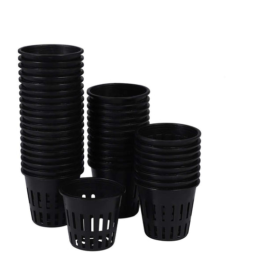 Yardwe 40PCS 2 Inch Garden Net Cup Pots Plastic Hydroponics Net Pot Bucket Basket for Hydroponics Supplies (Black)