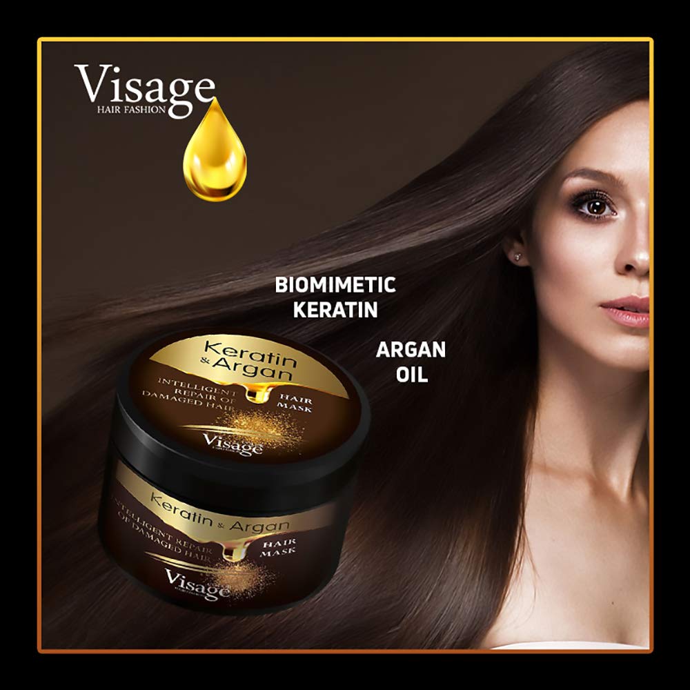 Visage Professional Hair Mask Argan Oil & Keratin | Hair Repair Treatment For Dry Damaged Hair | Hydrating And Nourishing | Deep Moisturising Hair Mask | Premium Hair Product 500Ml