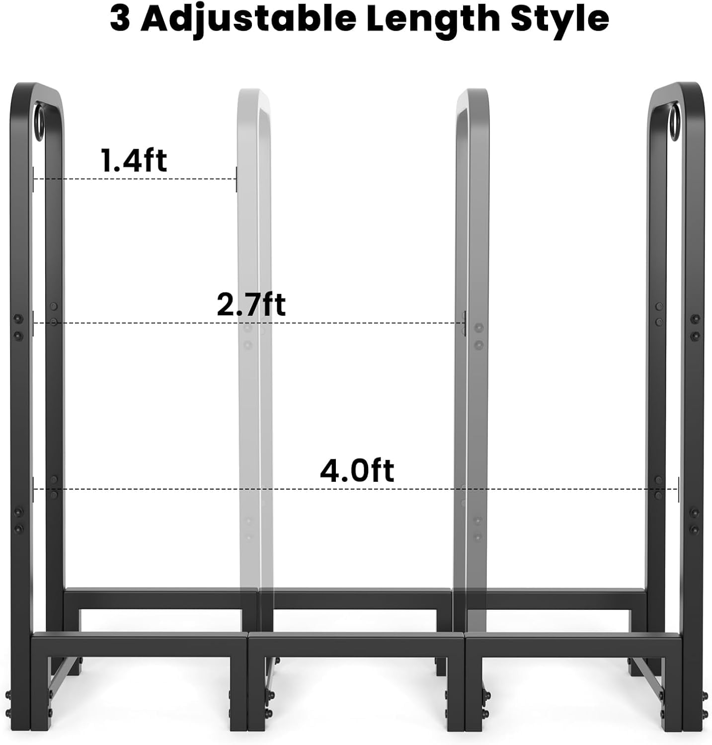 Amagabeli 4ft(121cmx30.48cmx105cm) Fireplace Log Rack Outdoor Heavy Duty Log Storage Holder for Firewood Wood Stacker Log Carrier for Metal Kindling Stand Steel Tubular Wood Rack log Stores Outdoor