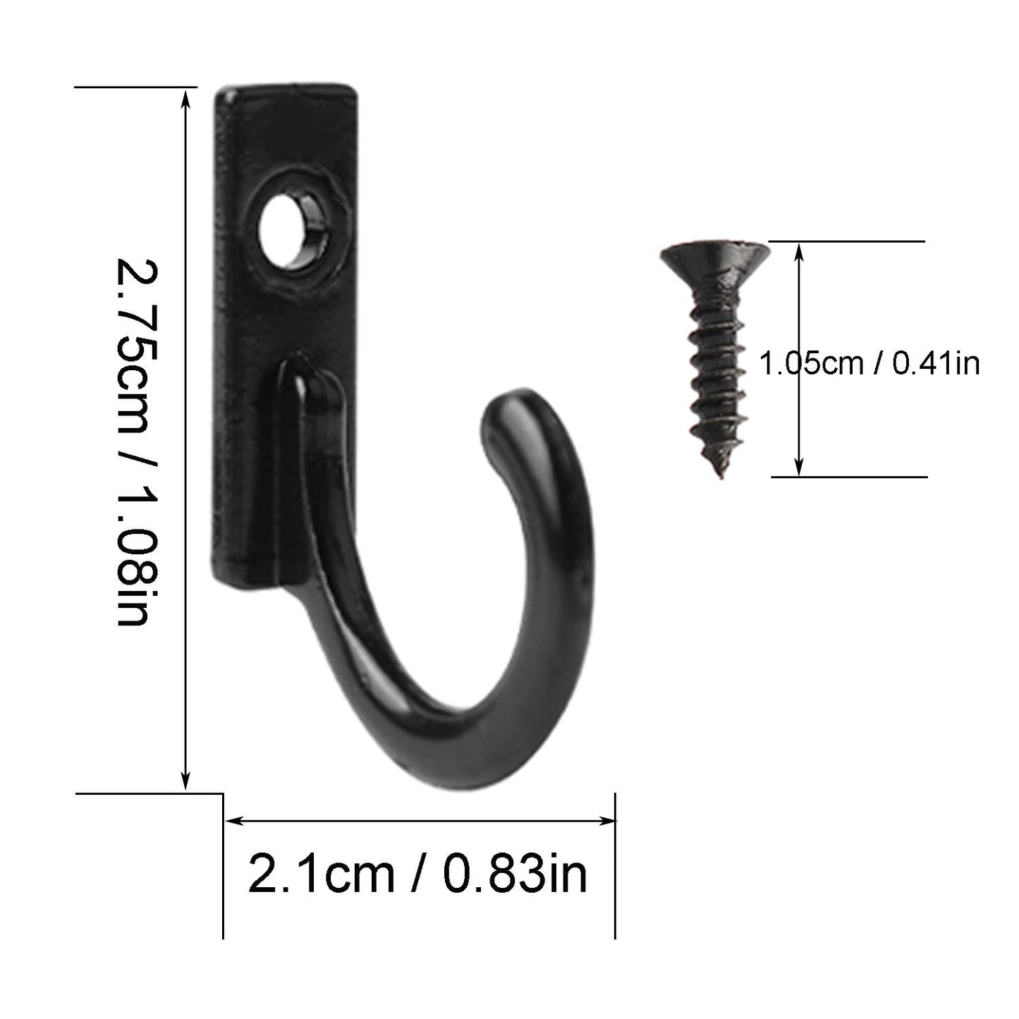 Umsole 30 Sets Wall Mounted Hook Hangers Metal Hook Single Hook Robe Hook with Screws for Hanging Coat Key Hat Jewelry (Black) Black