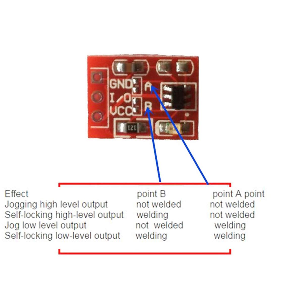 YOUMILE 20 Set TTP223 Capacitive Touch Switch Button Self-Lock Module for Arduino with 30 Pin Header Black, Yellow, Red Dupont line