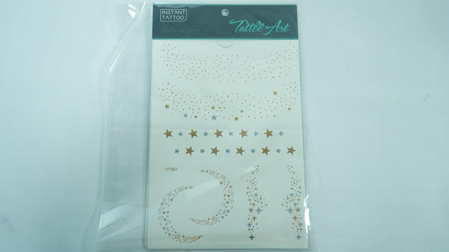 Xinlie 2 Pieces Tattoo Stickers Metallic Flash Tattoos Face Tattoo Face Sticker Face Stickers for Holiday Girls and Young Women for Eyes Face Party Festival Shows Gold (2 Pieces)