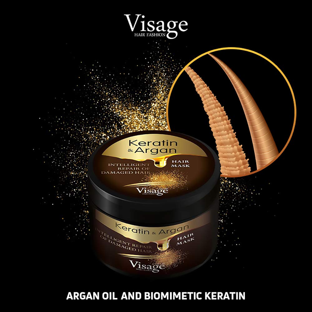 Visage Professional Hair Mask Argan Oil & Keratin | Hair Repair Treatment For Dry Damaged Hair | Hydrating And Nourishing | Deep Moisturising Hair Mask | Premium Hair Product 500Ml